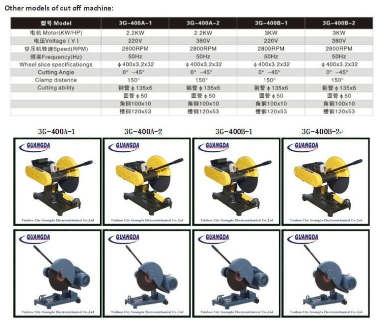 Ce SGS Abrasive Cut off Machine 4HP 3kw 380V