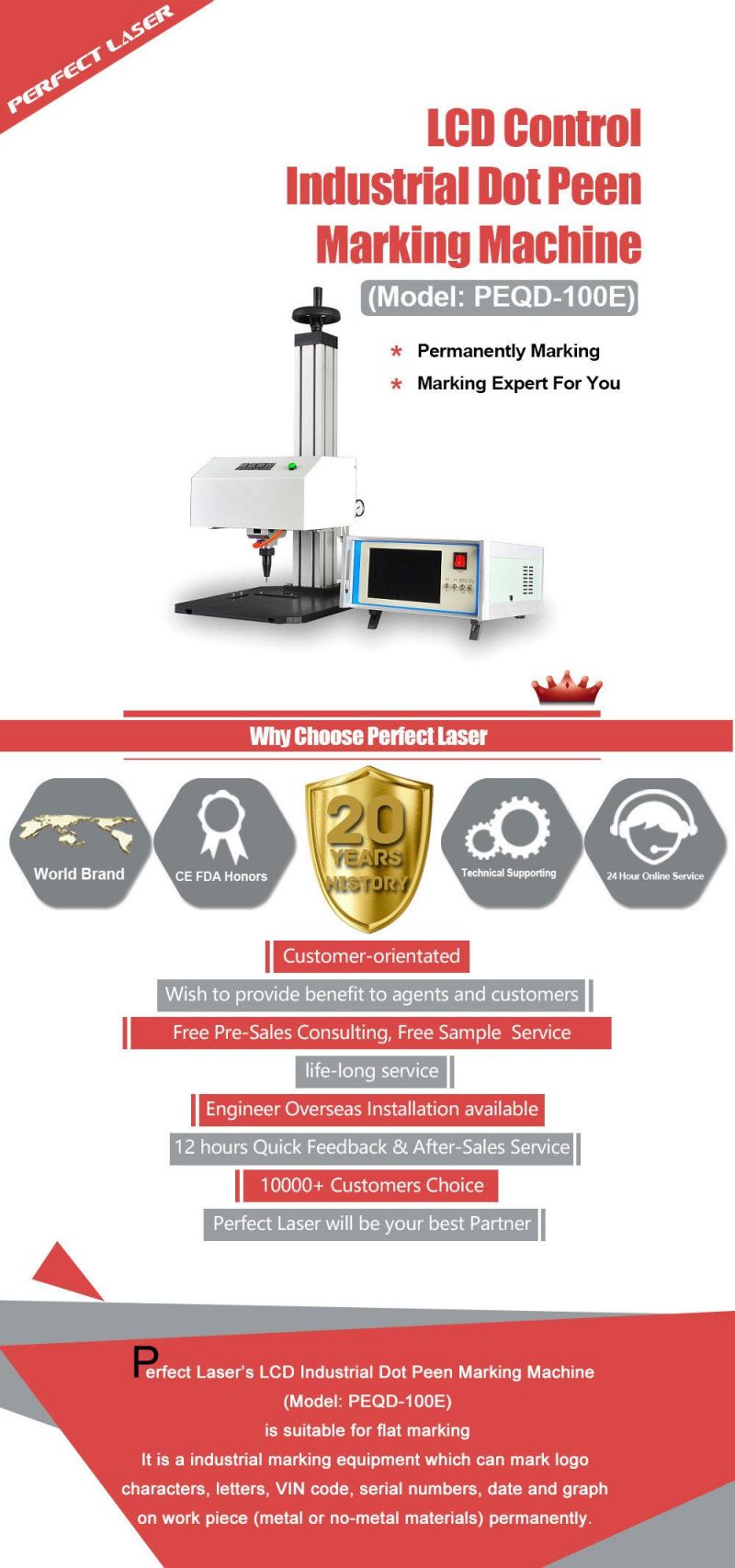 LCD Control Hot Sale DOT Pin Vin Code Marking Machine