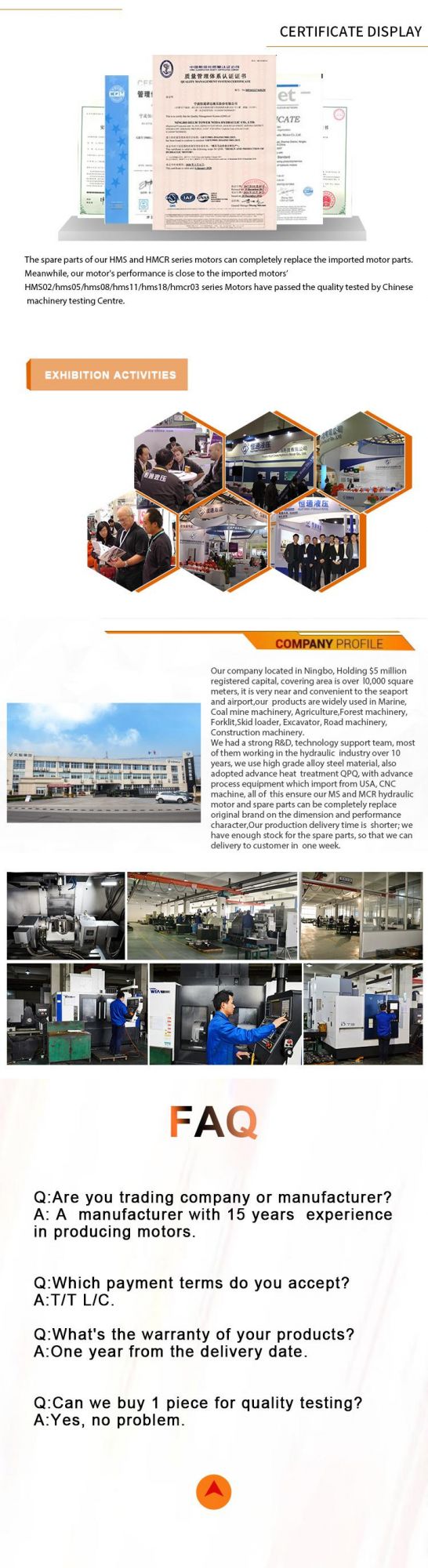 Poclain Motor Spare Parts for Ms125 Series