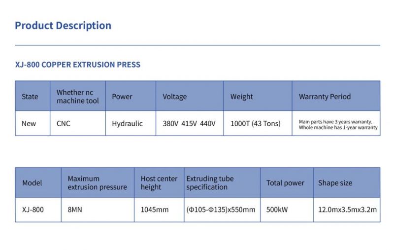 Xj-800 Copper Extrusion Press