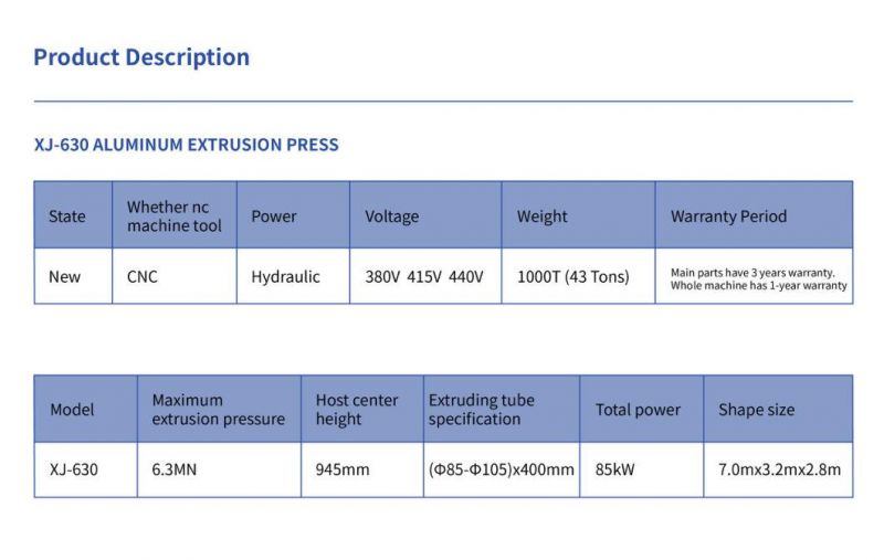 Xj-630 Aluminum Extrusion Press