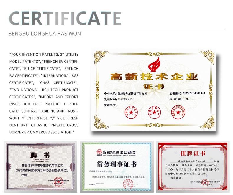 Longhua Online Technology Support Zamak Die Aluminum Casting Machine Lh-200t