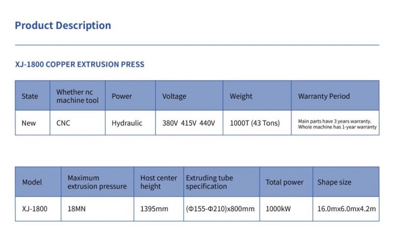 Xj-1800 Copper Extrusion Press