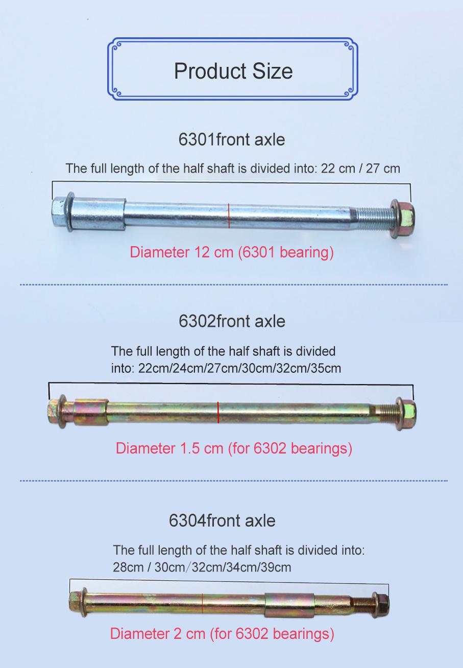 Customized Steel Front Axle with Galvanizing for Electrical Bicycle