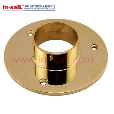 Heavy Duty Polished Brass Floor / Ceiling Flange