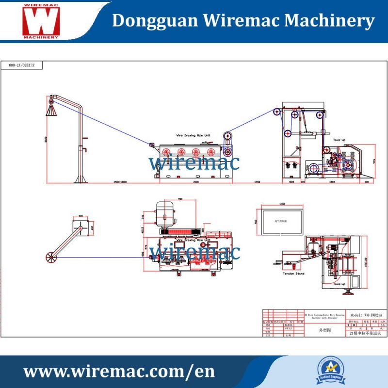 High Speed 21 Pass Wire Drawing Machine Copper Wire Drawing Machinery