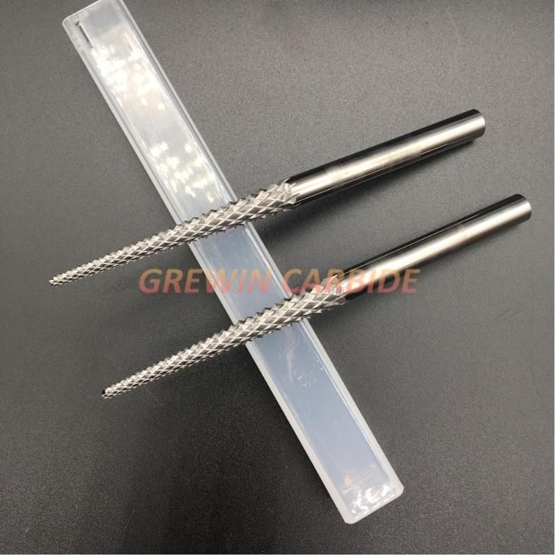 Grewin-3.175mm 4mm 6mm Tungsten Corn Cutter Cutting PCB End Mill 2 Flutes Carbide Router Bit