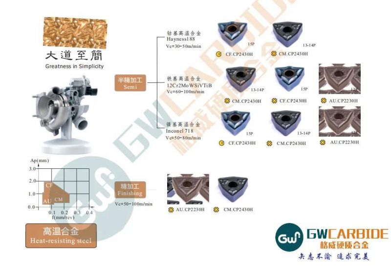 Gw Carbide- Tungsten Carbide Insert Turning Inserts Dnmg/Cnmg/Vcgt/Vbmt/Tnmg