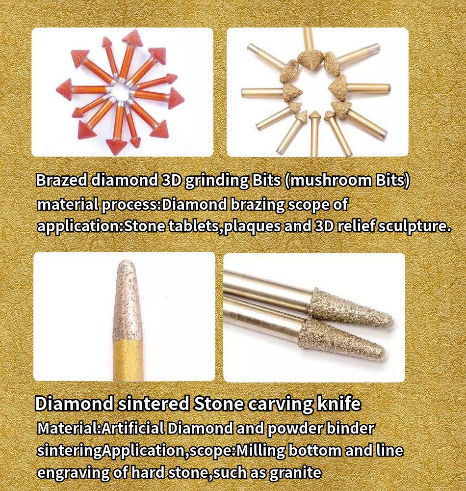 Gw Carbide-Cutting Bits CNC Carving Tool Dental Sintered Diamond Engraving Burrs Router Bits for Stone