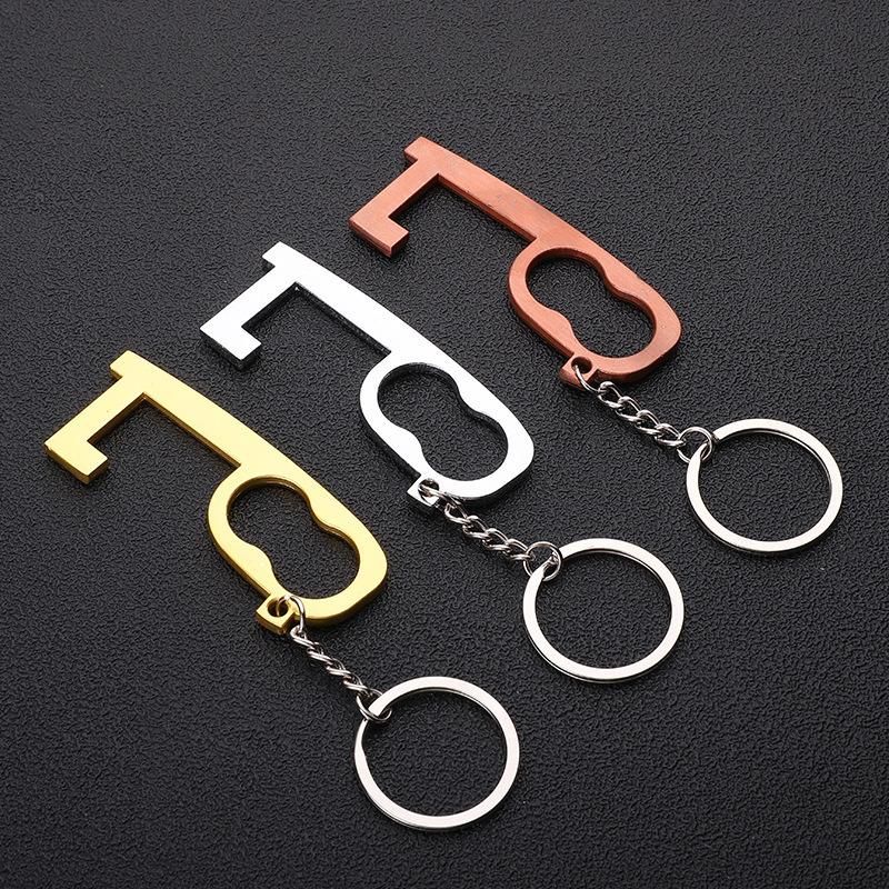 Factory Price Hand Tool EDC Brass Keychain Door Opener No Touch Hygiene Antimicrobial Precision Sheet Metal Hand Free Door Opener