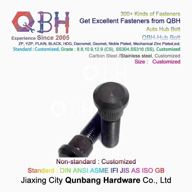 Qbh Customized Plain Black Yellow Blue Zinc Nickle Plated HDG Hot DIP Galvanizing Dacromet Geomet Wheel Hub Bolt Automobile Car Auto Spare Parts