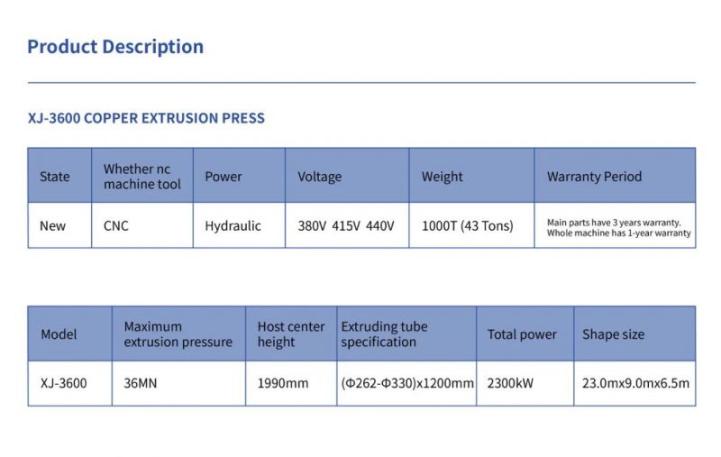 Xj-3600 Copper Extrusion Press