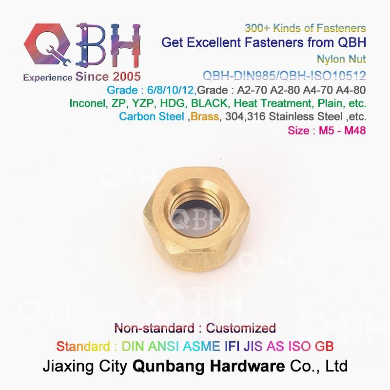 Qbh Customized DIN985/DIN982 Copper Brass Carbon Steel Stainless Steel PA66 Nylon Locked Lock Locking Nut Automobile Car Auto Spare Parts