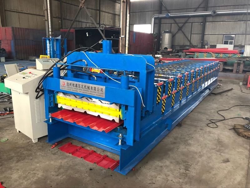 Trapezoidal Glazed Double Sheet Roofing Tile Roll Forming Machine