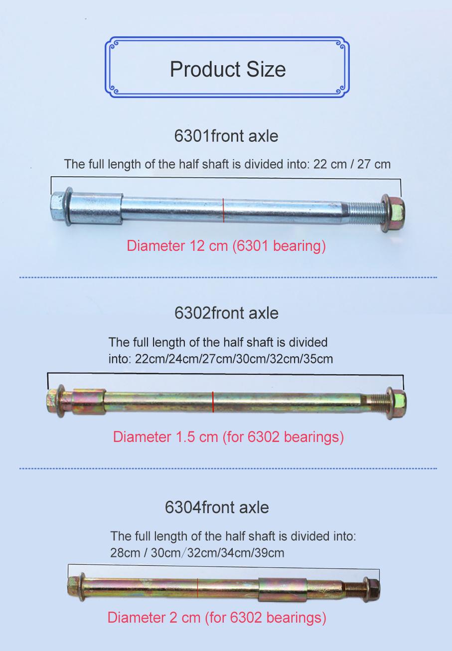 OEM/Custom Made Alloy/Carbon Steel Ebike Front Wheel Axles with Zinc Plating