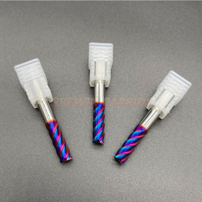 Grewin-New Product Tungsten Carbide CNC 4flutes Flat End Mill Blue Nano Coating End Mill