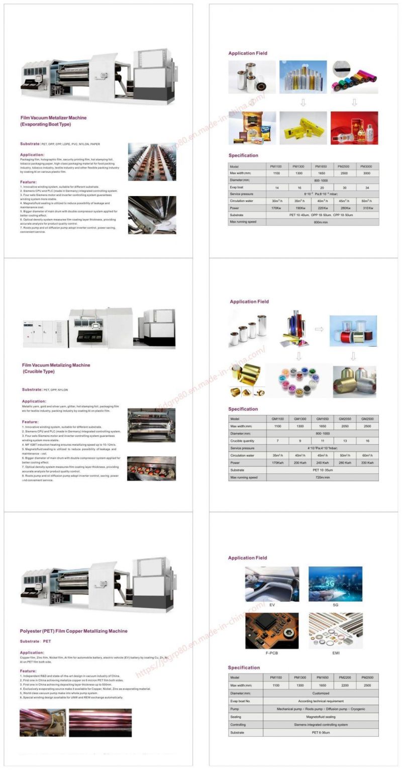 Pet Film Metallizer PVD Coater Capacitor Film Optical Magnetron Sputtering/Multi Arc Ion/Thermal Evaporating Vacuum Coating Metal Copper Metallizing Machine