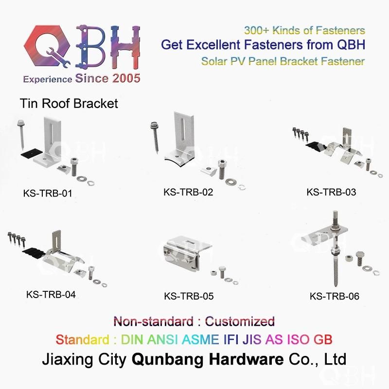 Qbh Customized General-Purpose PV Photovoltaic Bracket Tin Roof Aluminum Alloy Solar Bracket Fastener and Stamping Stainless Steel Spare Part