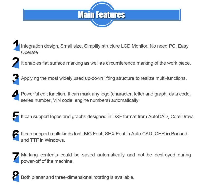 Peqd-025e LCD Control Deep Engraving Flat Rotary Metal Steel Stamp DOT Peen Marking Machine