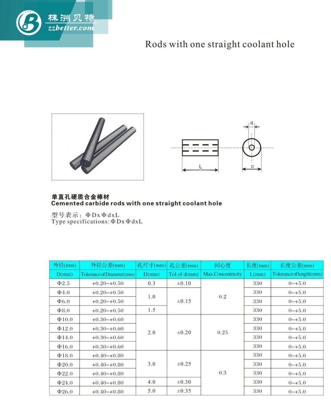 Tungsten Carbide Rods with Straight Hole