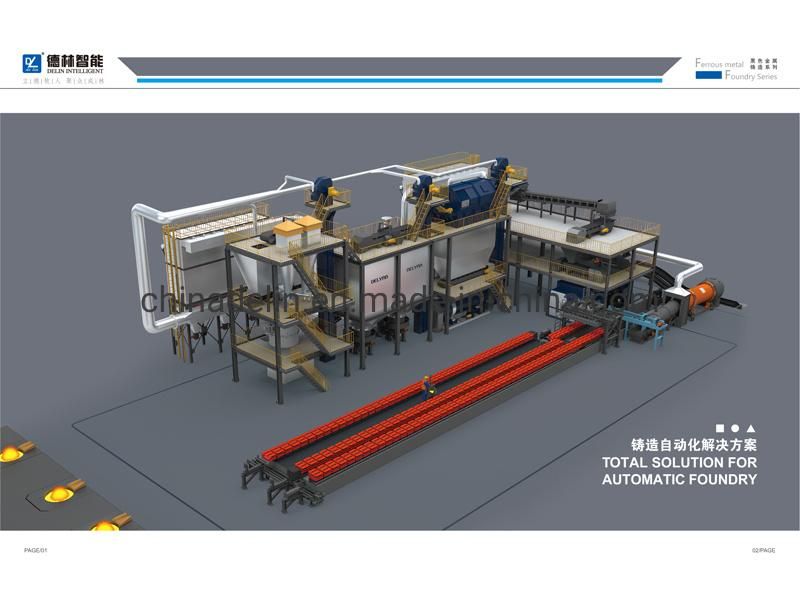 Sand Flaskless Automatic Molding Machine Foundry Plant Used Casting Line for Brake Pads Manhole Cover Cast Iron Making