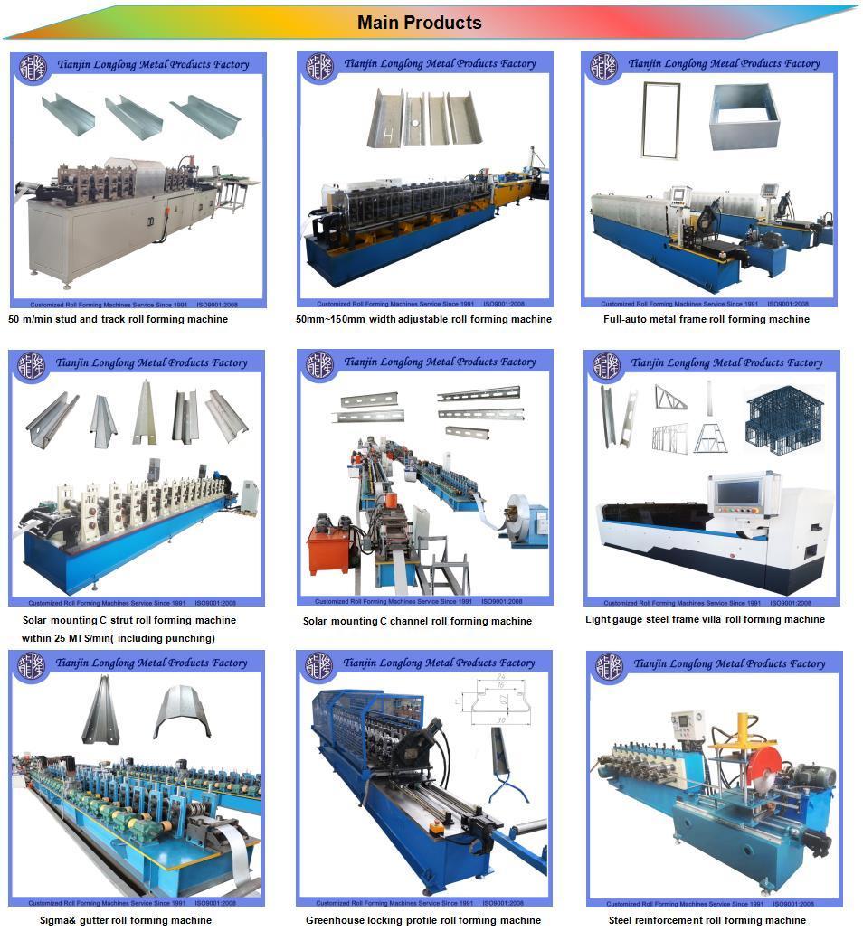 PV Steel Purlin C/U/Custom Profile/Steel Channel Roll Forming Machine for Solar Mounting Brackets Roll Former Factory