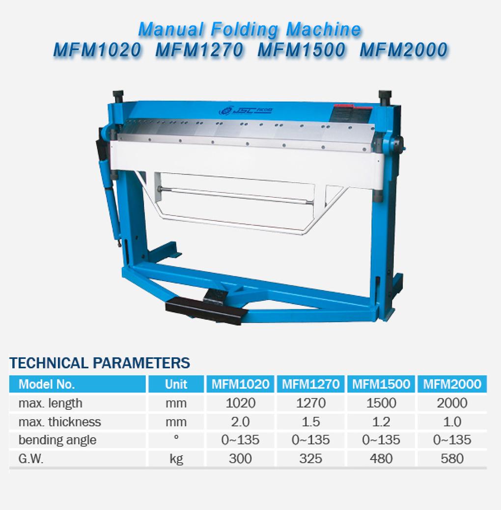 Manual Folding Machine-Mfm1020 Mfm1270 Mfm1500 Mfm2000