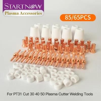 Startnow 65PCS/Lot PT-31 Plasma Consumables Kits LG40 Plasma Nozzle Shield Long Electrodes Shunt Plasma Torch 85PCS