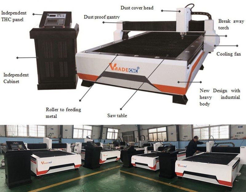 CNC Plasma Gantry Type High Precise Metal Cutting Machine with Huayuan/Hypertherm Power Source