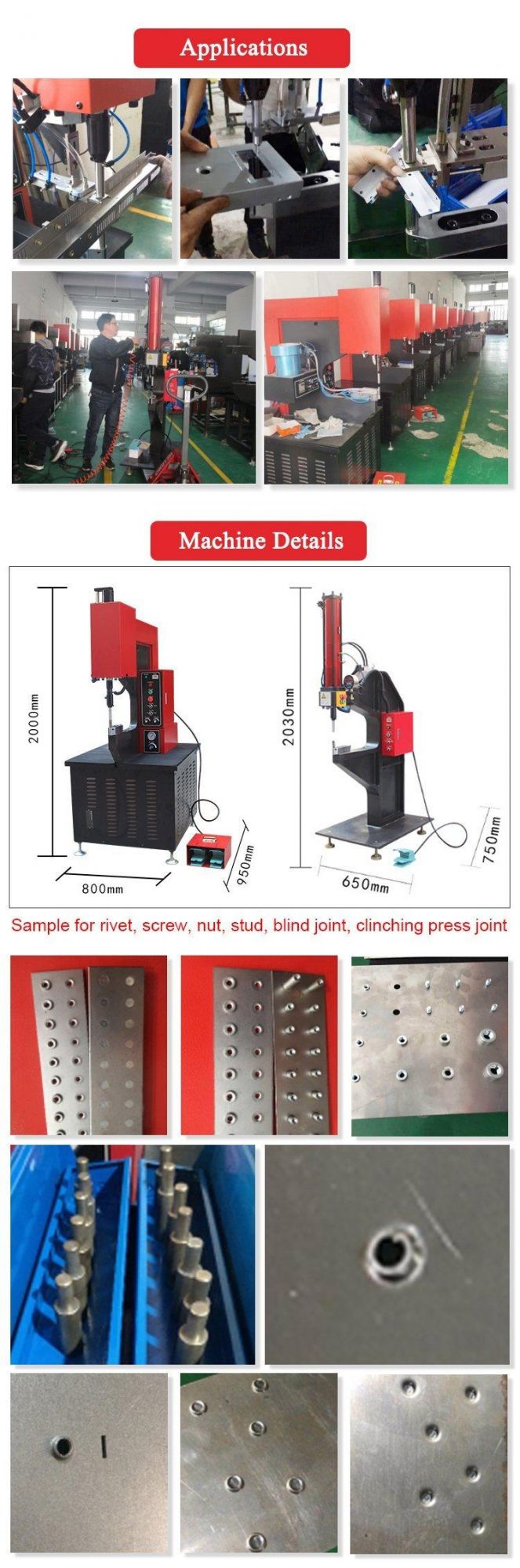 Pressure Automatic Hydraulic Riveting Machine for Nuts Threaded Stud Screw