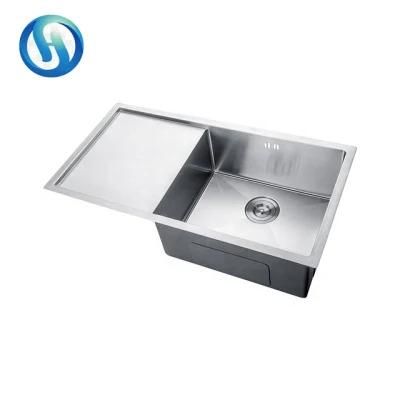 Customized Design Stainless Steel Welded Single Bowl Sink of Kitchen with Drain Board