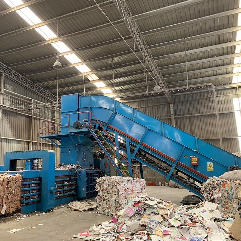 Horizontal Automatic Waste Paper Carton Baler Powerful Baling Compressing Machine