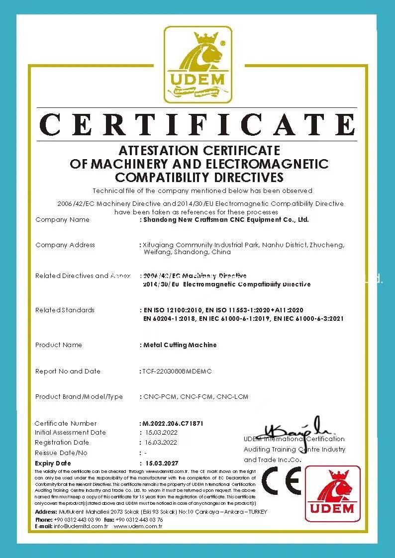 Certification Gantry Type Metal Plate CNC Plasma Used CNC Plasma Cutting Machines