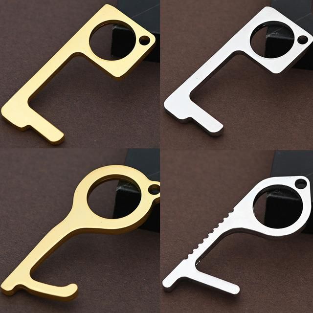 Hot Selling Customized Anti-Epidemic Key Chain Anti-Bacterial Sanitary Contactless Door Opener Metal Accessorie for Door Handles