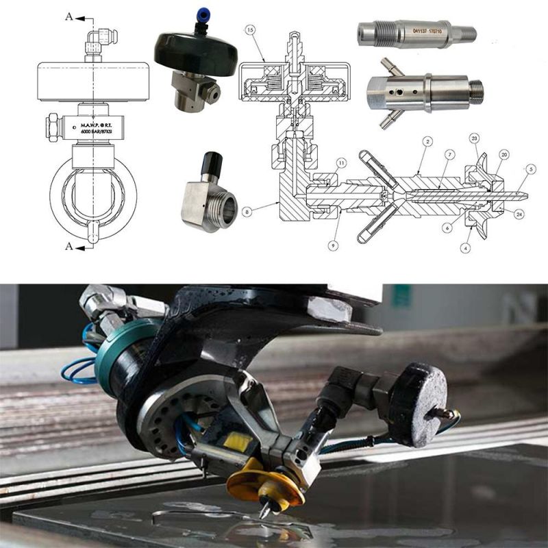 Waterjet Cutting Head on off Valve Adapter 044866-1