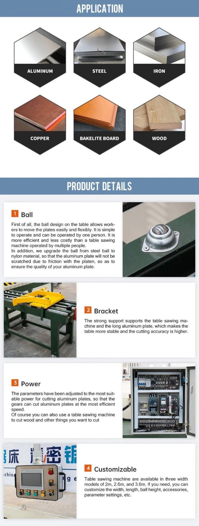 Table Saw with Digital Display and Ball Metal Machinery Circular Saw Panel Saw Manufacturer