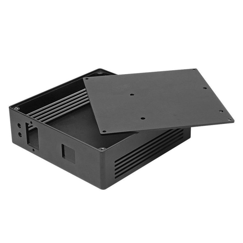 Custom CNC Aluminum Sandblast Anodized Black Enclosure for Audio Mono Amplifier