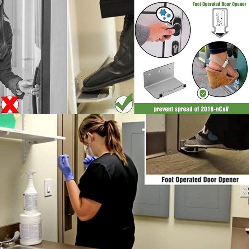 High Quality Contactless Stainless Steel Hands Free Foot Operated Pull Door Opener, Use for Garage or Bathroom