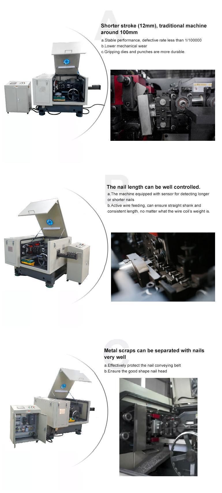 PLC Control High Speed Low Noise Bulk Nail Making Machine 800 PCS Per Min