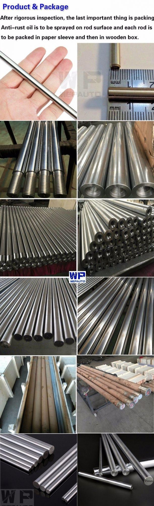 ISO F7 S45c Hard Chrome Plated Piston Rod for Hydraulic Cylinders